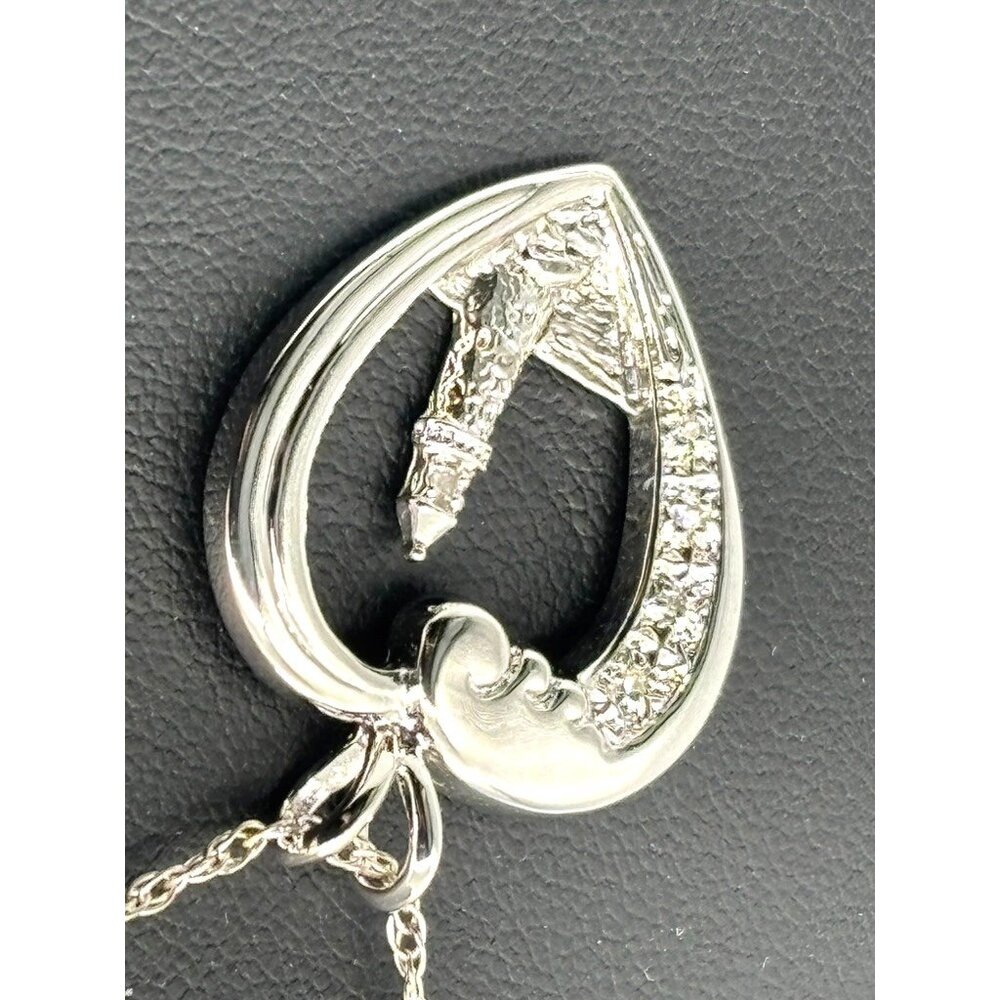Thomas Kinkade Sterling Silver Pave Diamonds, Beacon of Hope Lighthouse Necklace - Picture 7 of 11
